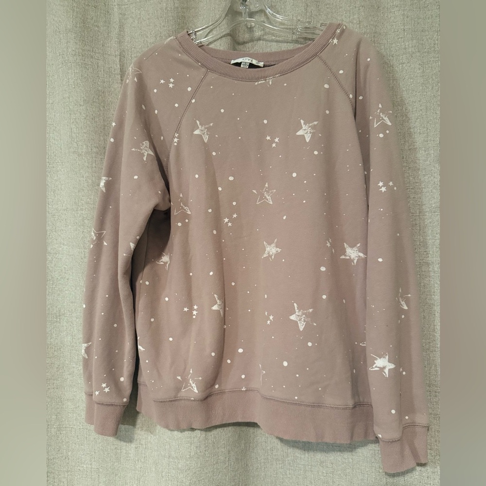 Ovi Cream Crew Neck Sweater with Star Pattern | L